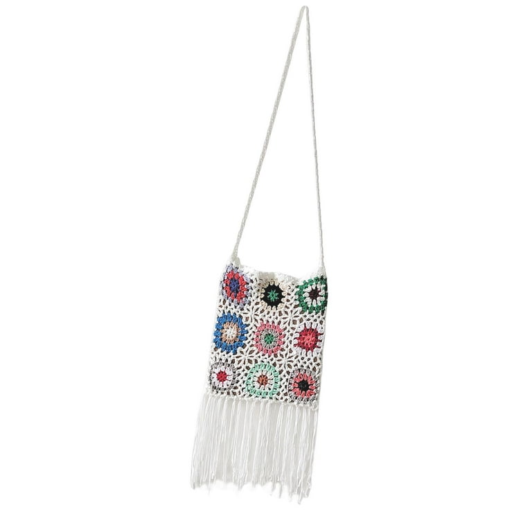 White Crochet Boho Shoulder Bag Handbag Boho