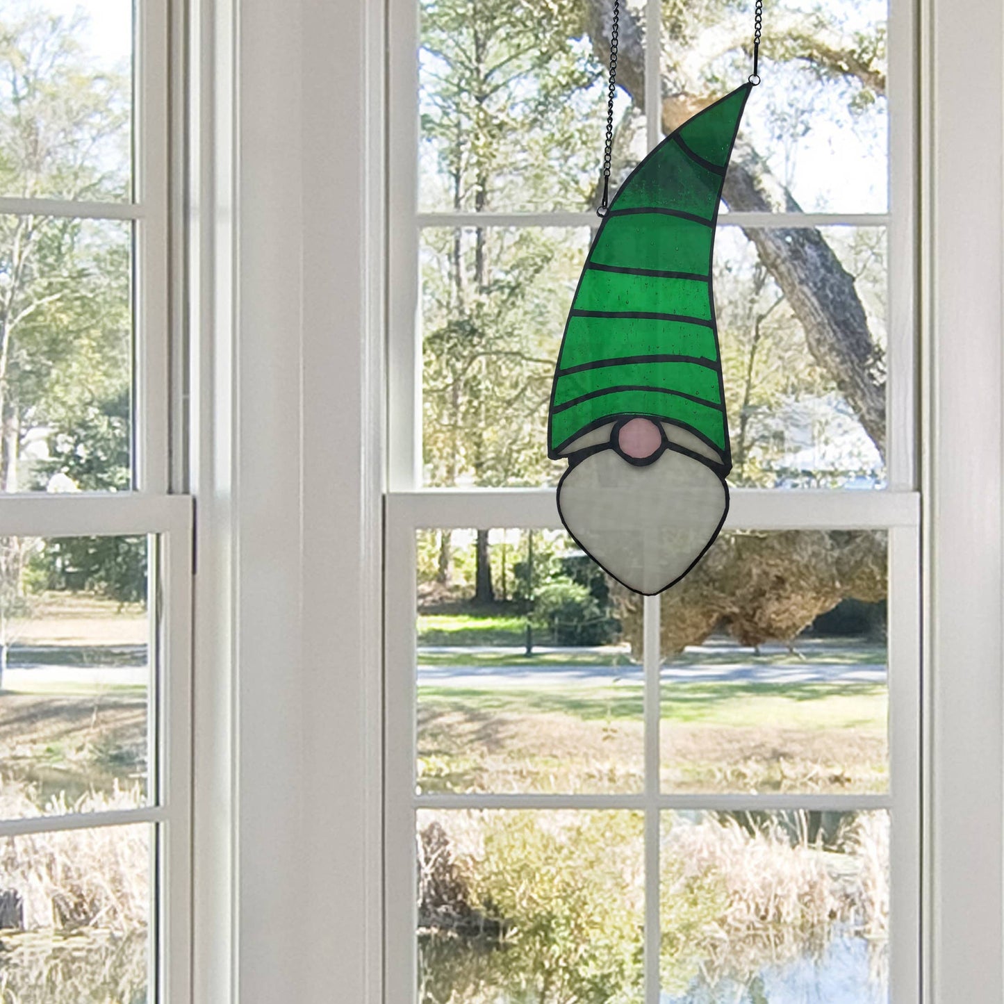Theodore Green Garden Gnome Window Panel - Stainglass