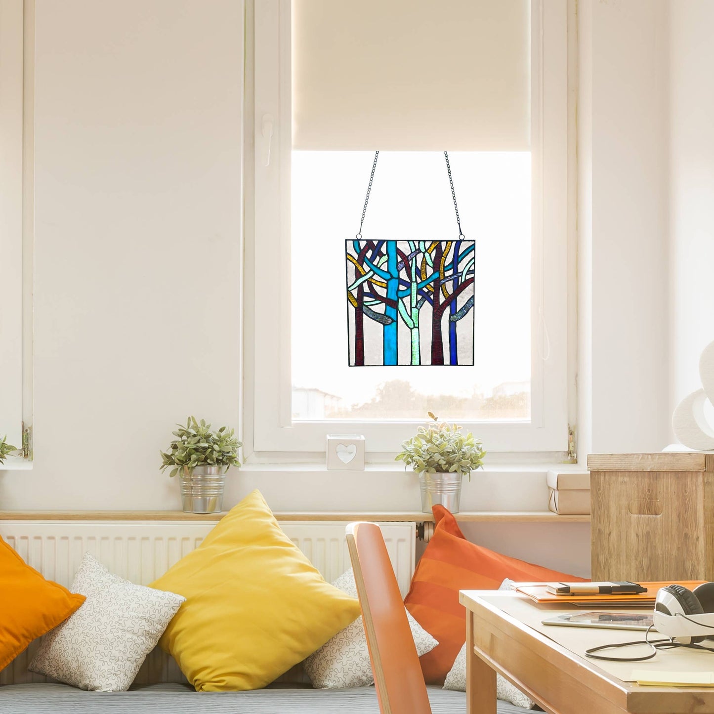 Rainbow Forest Stained Glass Window Panel
