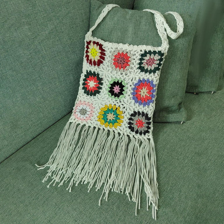 White Crochet Boho Shoulder Bag Handbag Boho
