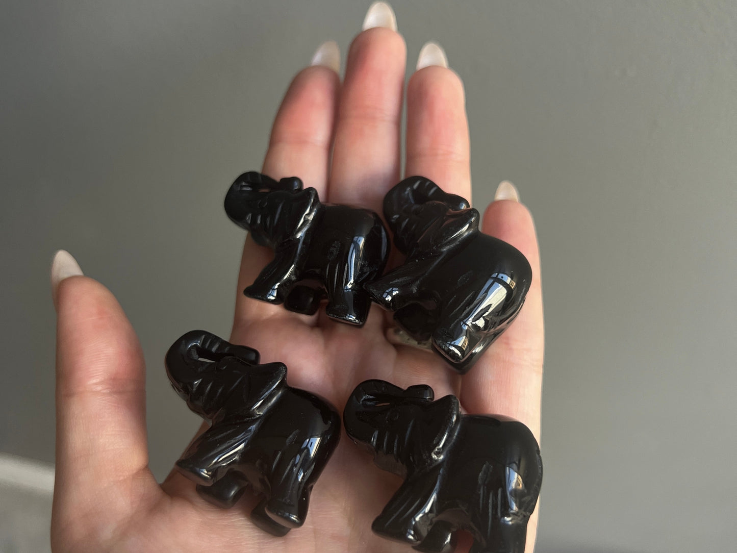 Black Obsidian Crystal Elephant Carving