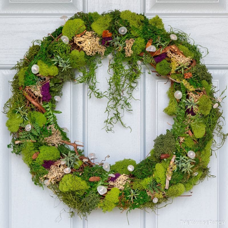 Light Up Mushroom and Moss Wreath 18" - Custom Made to order
