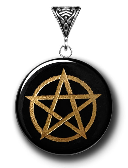 Pentagram on Obsidian for Deep Power - Symbology Gemstones Collection
