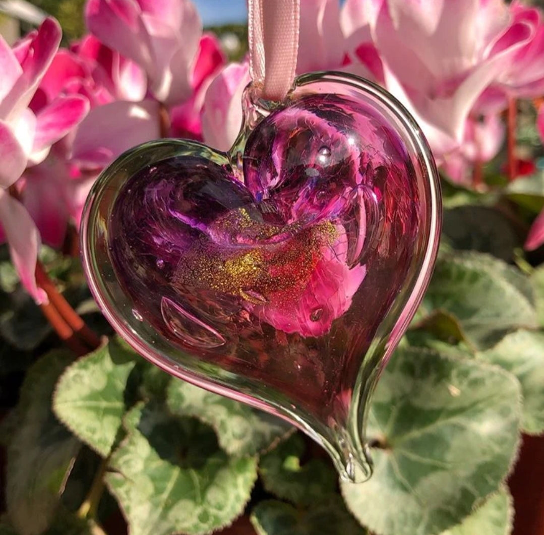 Blown Glass Small Heart by Luke Adams 3" - Suncatcher