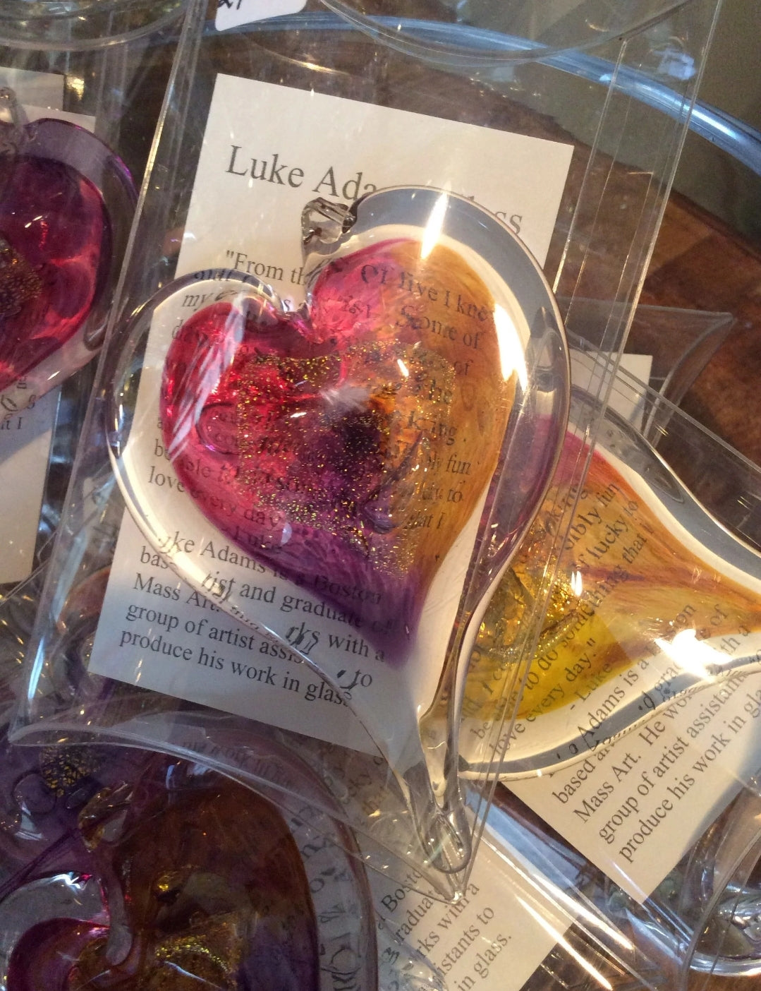 Blown Glass Small Heart by Luke Adams 3" - Suncatcher