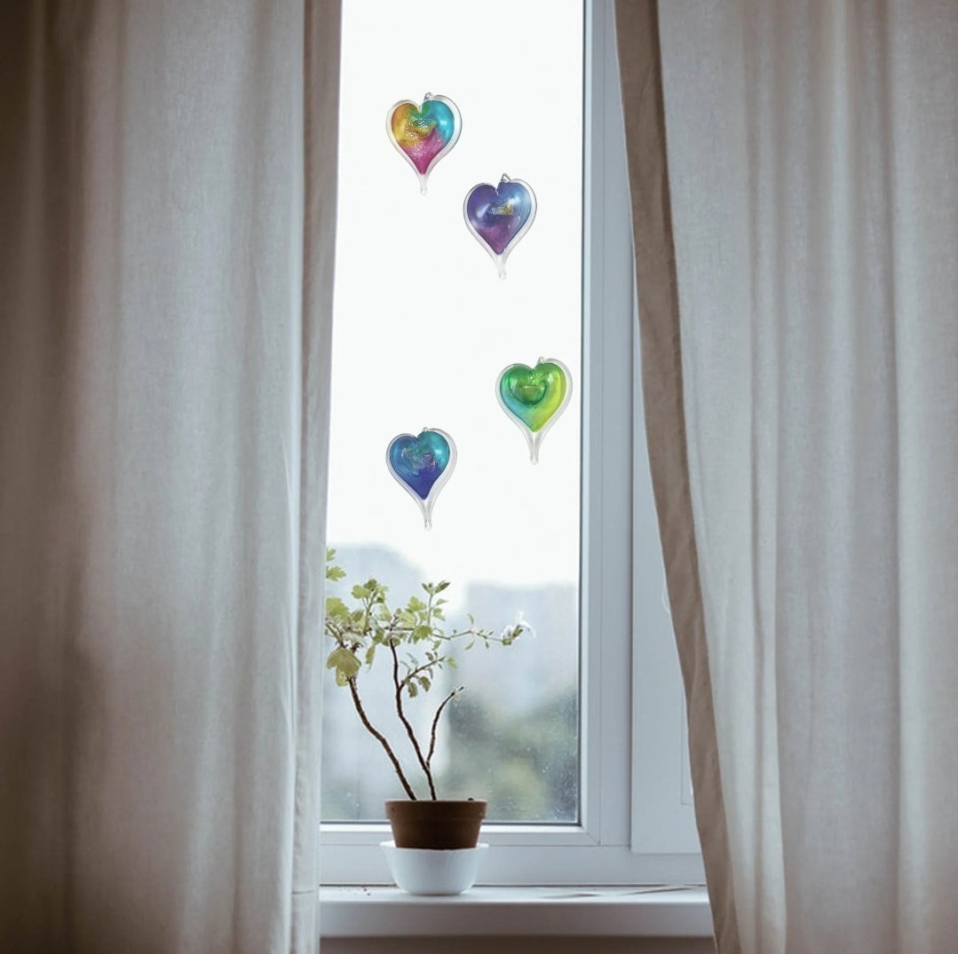 Blown Glass Small Heart by Luke Adams 3" - Suncatcher