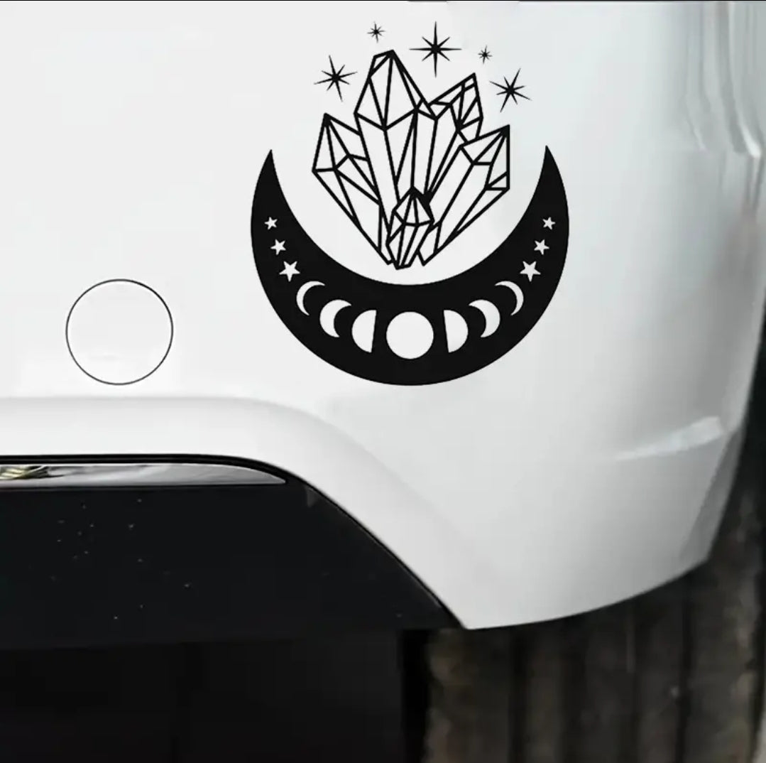 Crystals Moon Phase Vinyl Sticker / Car Decal
