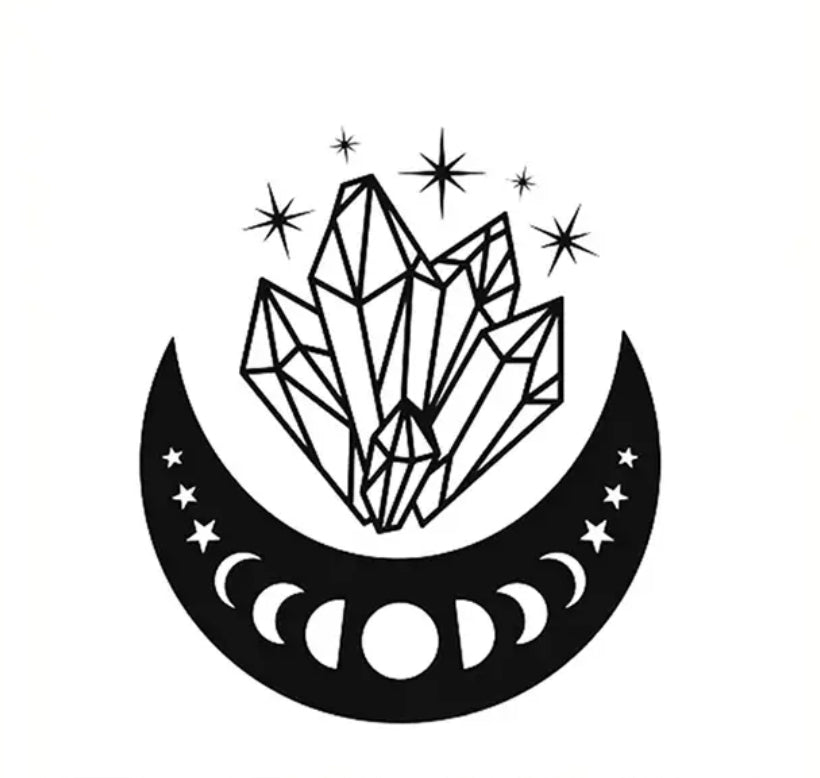 Crystals Moon Phase Vinyl Sticker / Car Decal