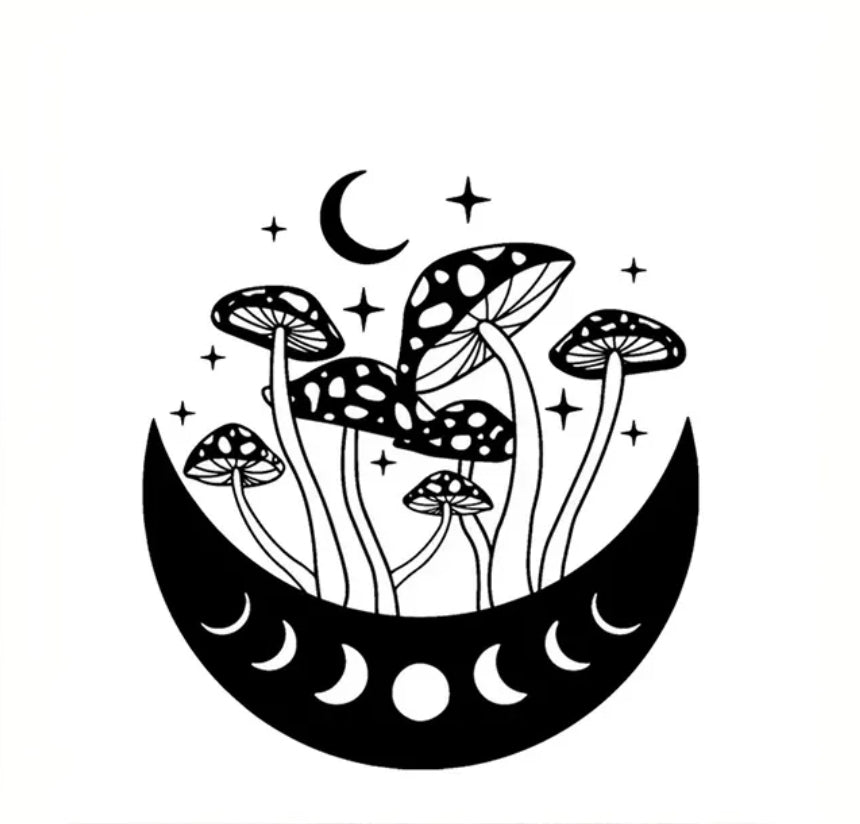 Mushroom Moon Phase Vinyl Sticker / Car Decal