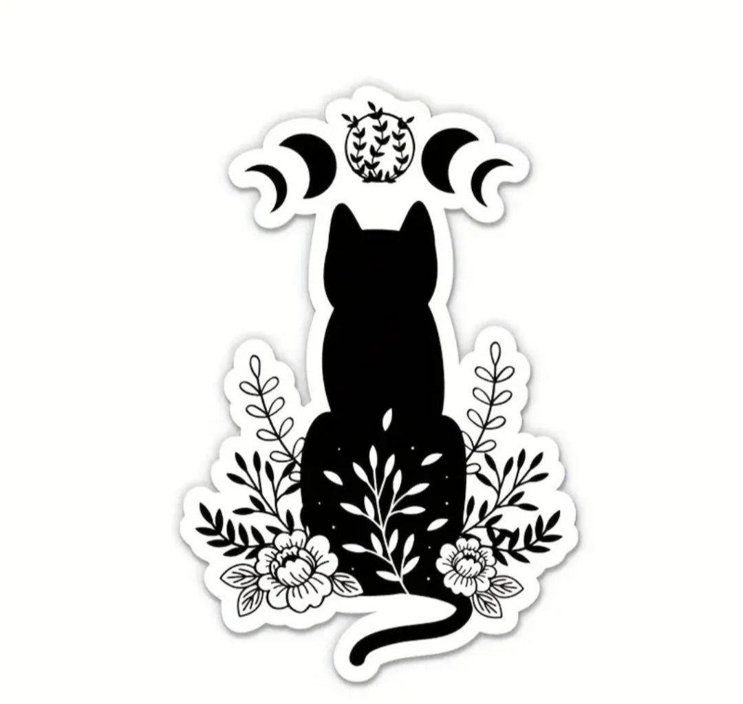 Cat Moon Phase Vinyl Sticker / Car Decal