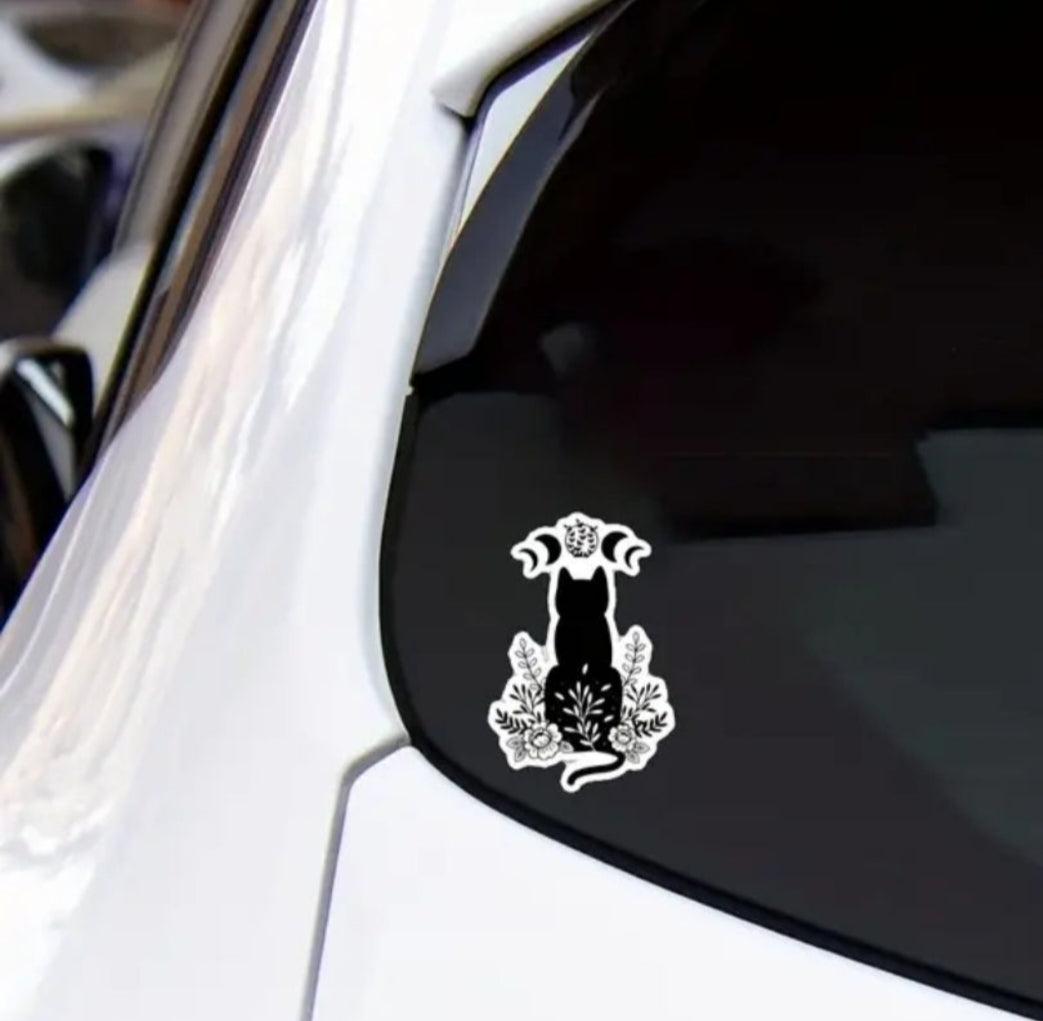 Cat Moon Phase Vinyl Sticker / Car Decal