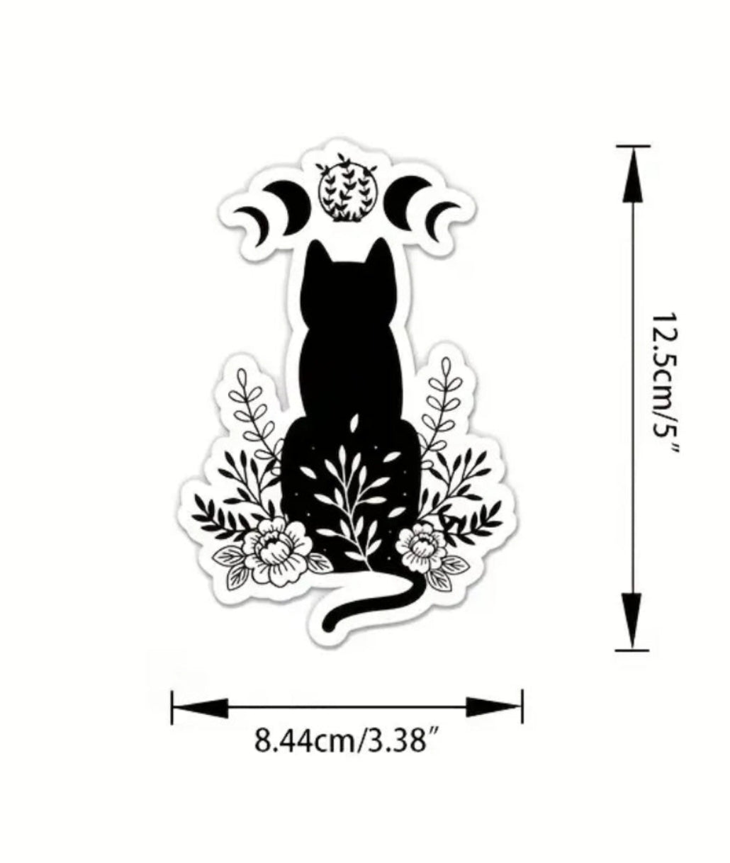 Cat Moon Phase Vinyl Sticker / Car Decal