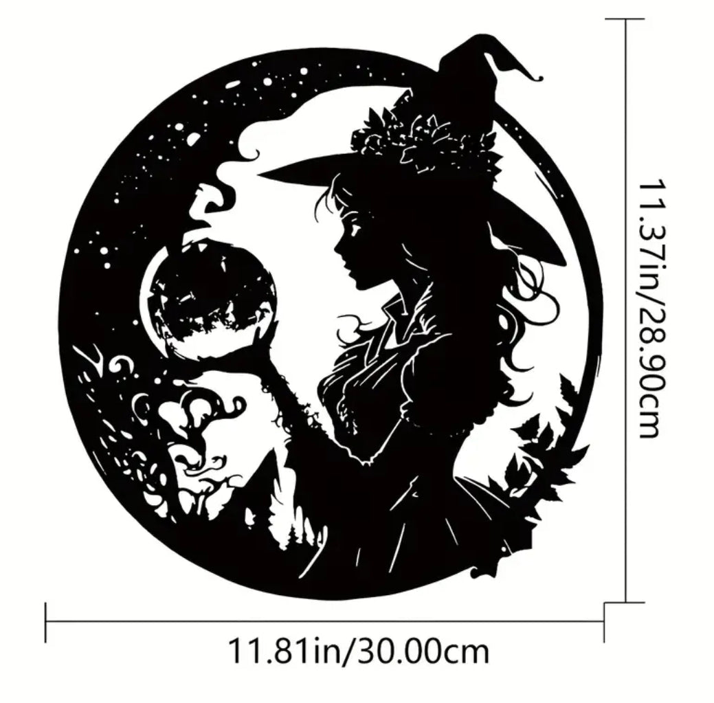 Witch and Her Crystal Ball Wall Iron Art
