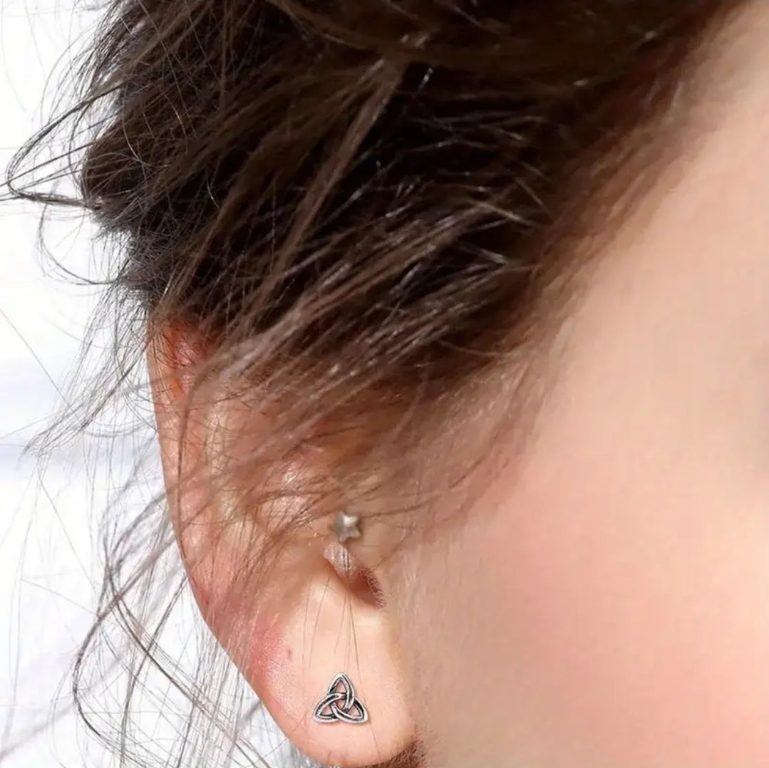 Sterling Silver 925 Triquetra Stud Earrings
