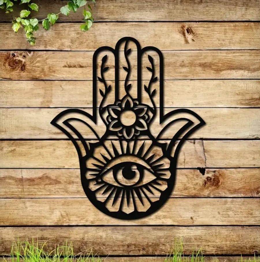 Hamsa Hand with Evil Eye Metal Wall Iron Art