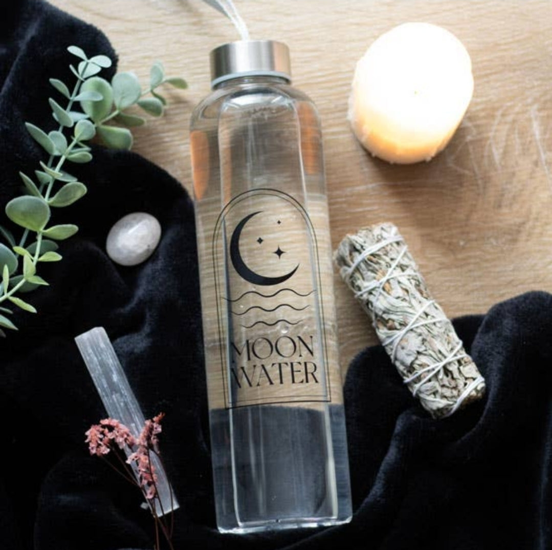 Moon Water Reusable Glass Water Bottle