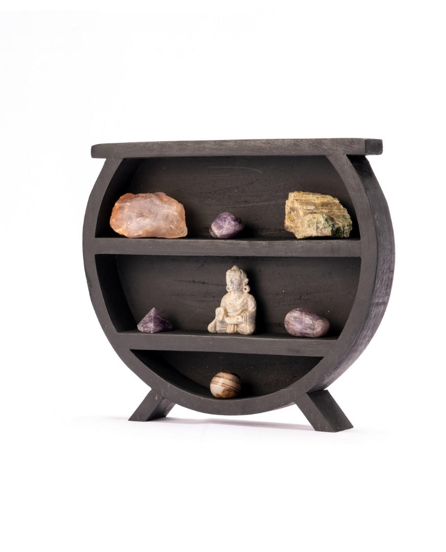 Wooden Wall Cauldron Display, 10" Black