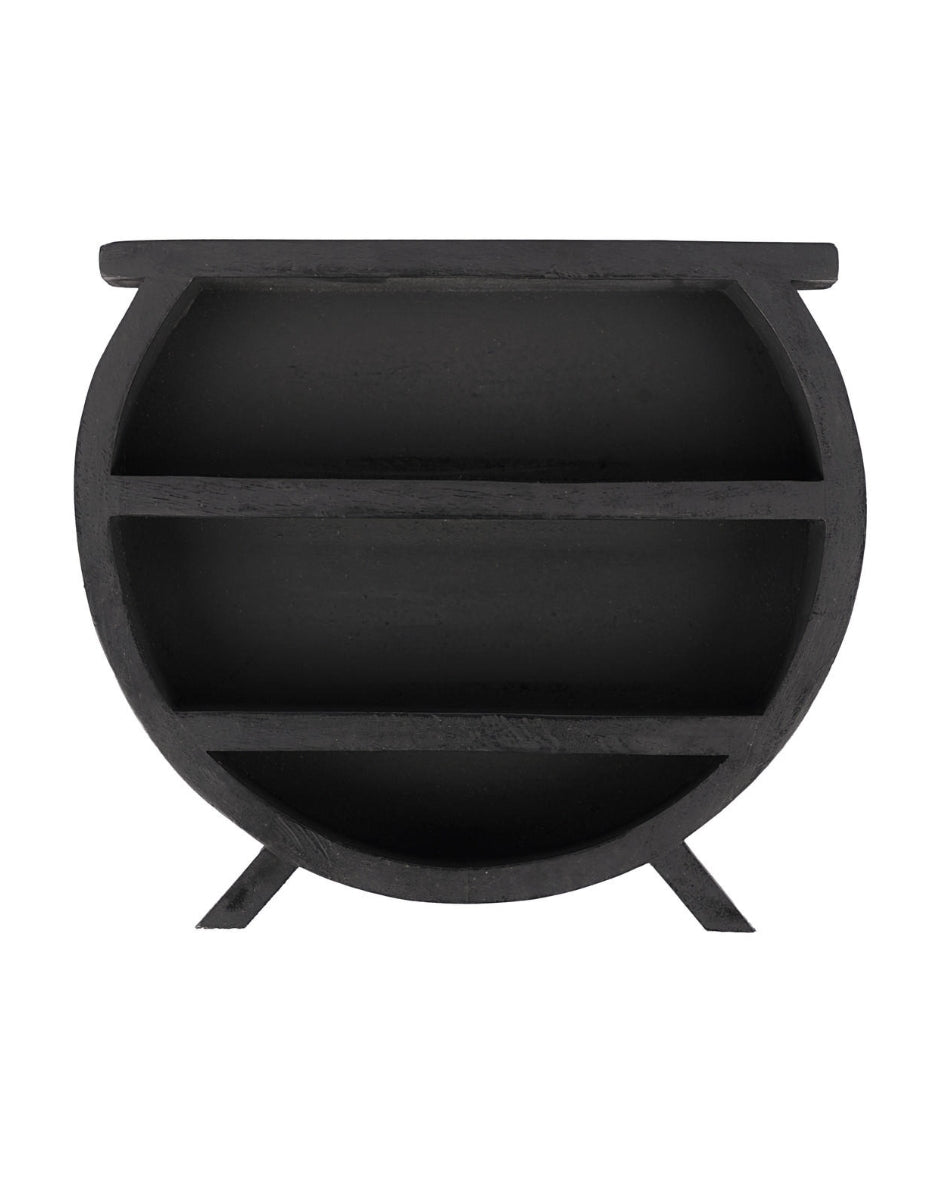 Wooden Wall Cauldron Display, 10" Black