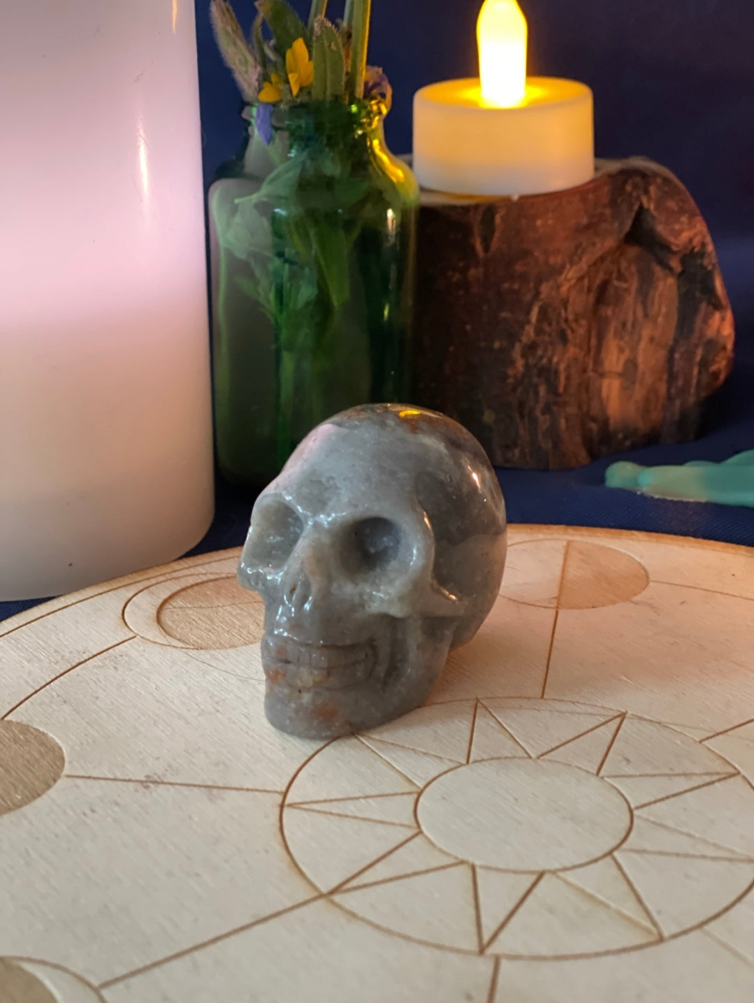 Carved Skull - Crazy Lace Agate 2"