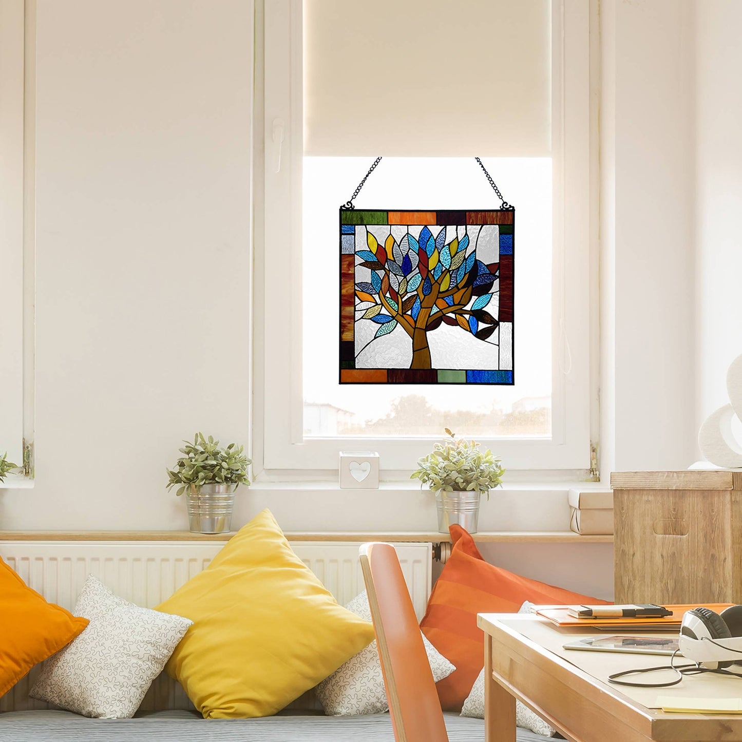 Marely Multicolor Mystical Tree Window Panel - Stainglass