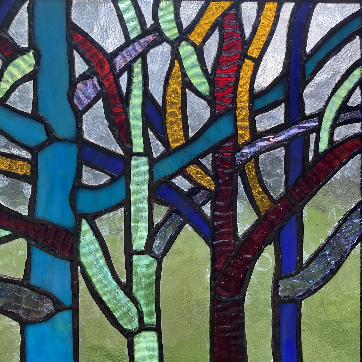 Rainbow Forest Stained Glass Window Panel