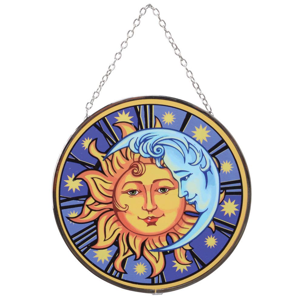 Sun and Moon Glass Suncatcher 6"