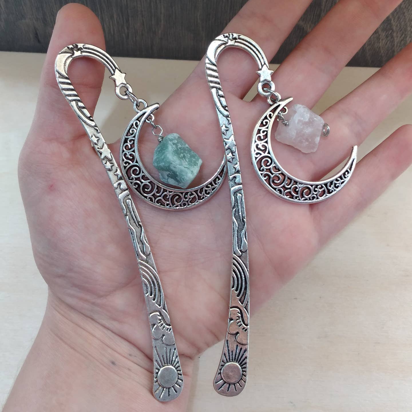 Handmade Gemstone Moon Bookmark