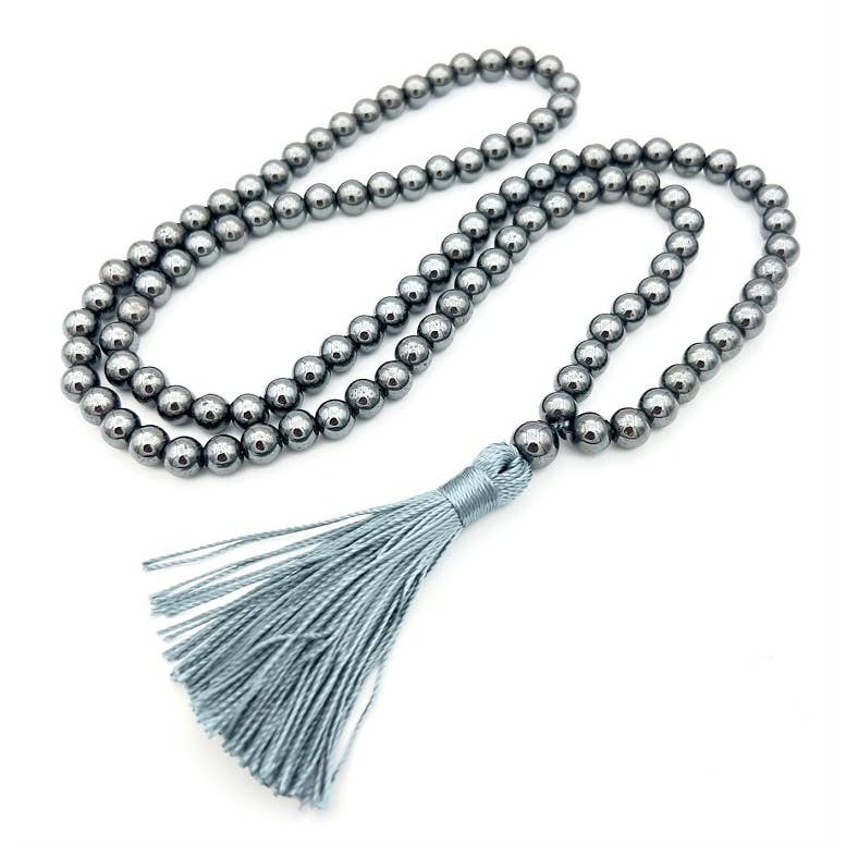 Hematite Zen 108 Bead Mala - Prayer Beads - 8mm