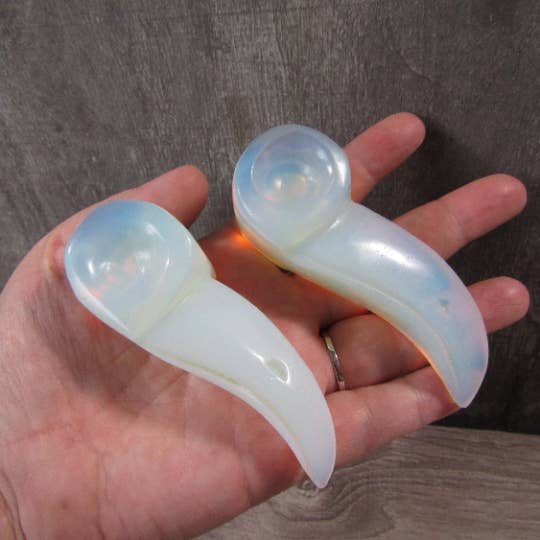 Crystal Carved Raven / Crow Skull - Opalite (Man Made) 3 1/2"