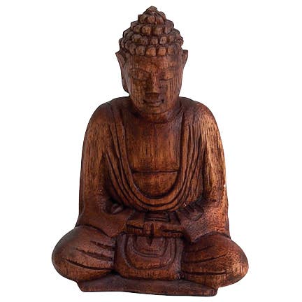 Hand Carved Wood Sculpture - Sitting Buddha