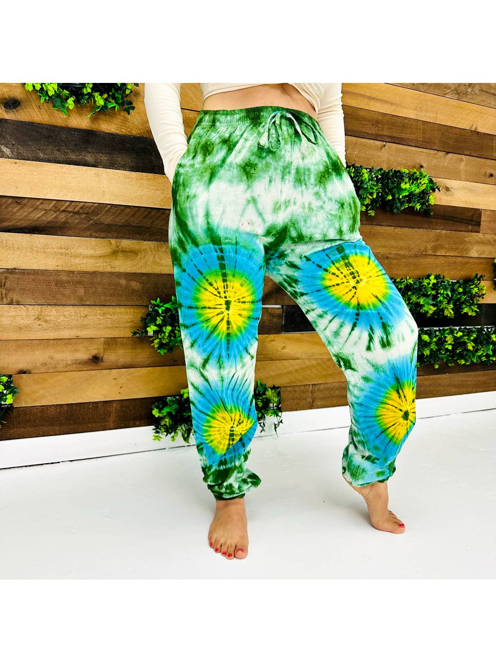 Tie Dye Print Organic Cotton Pants with Pockets