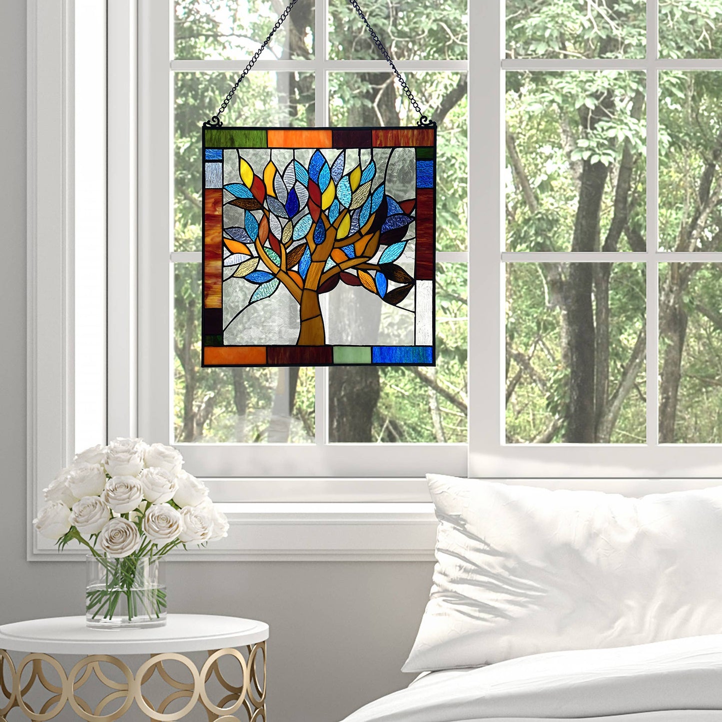 Marely Multicolor Mystical Tree Window Panel - Stainglass