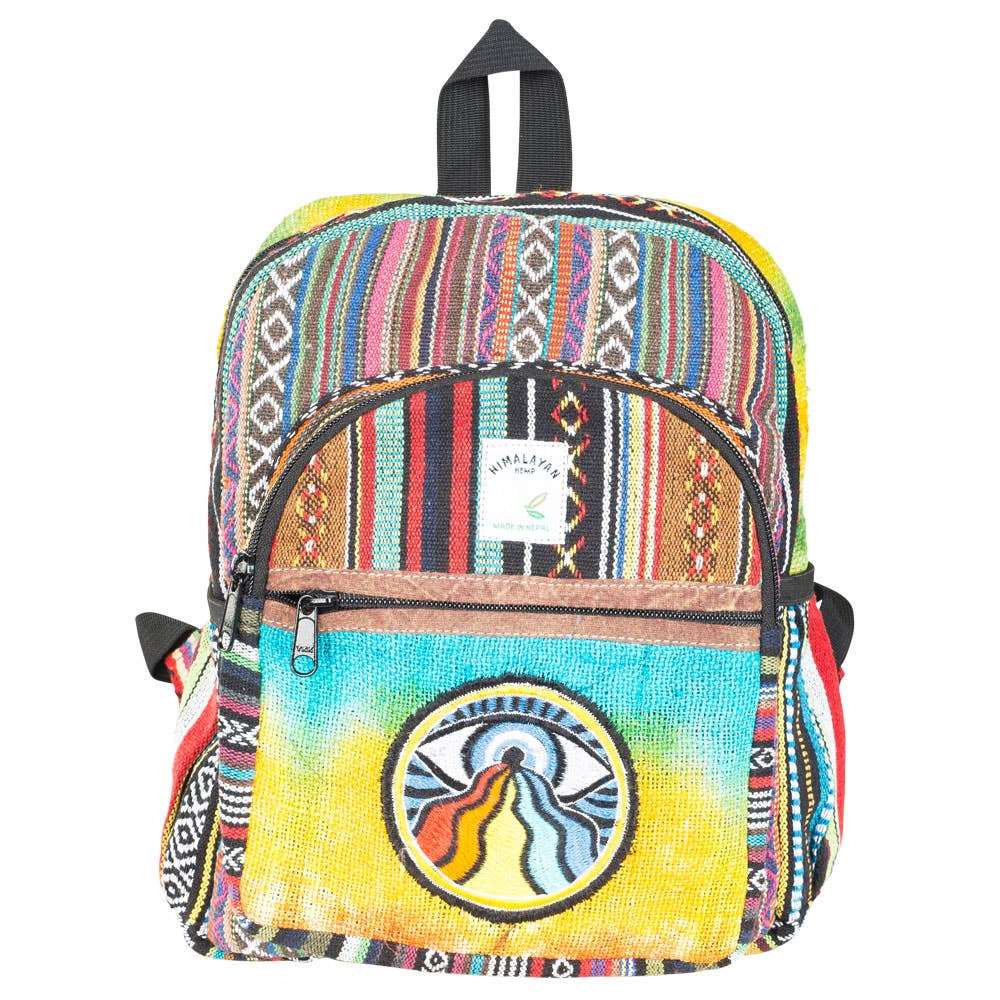 Hemp Mini Backpack with Evil Eye