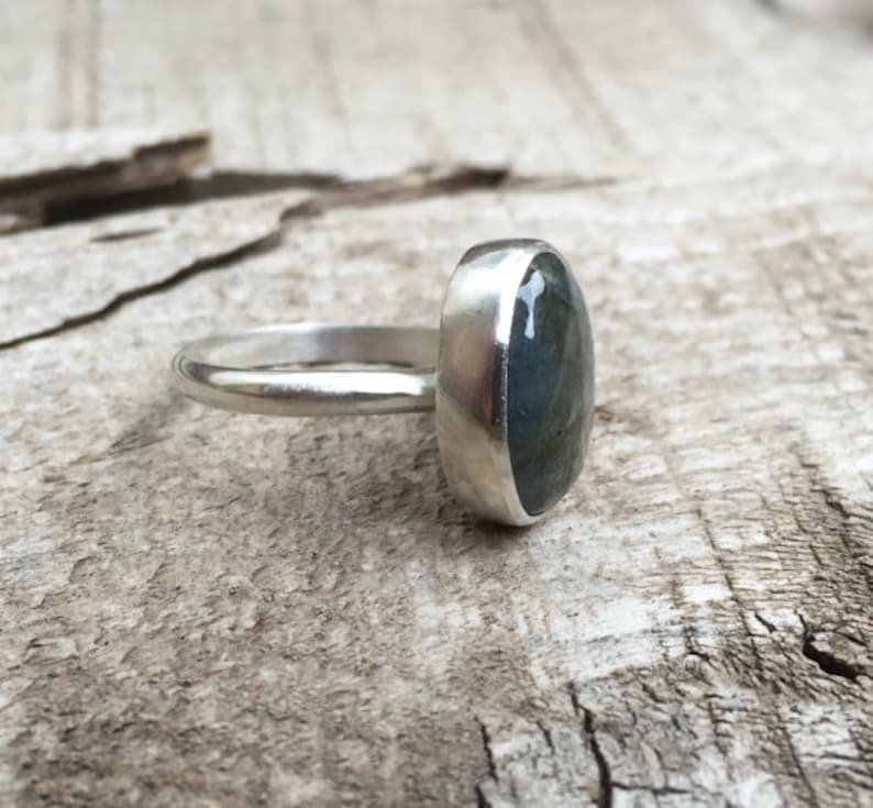 Ring Genuine Labradorite - Sterling Silver 925 - Size 5
