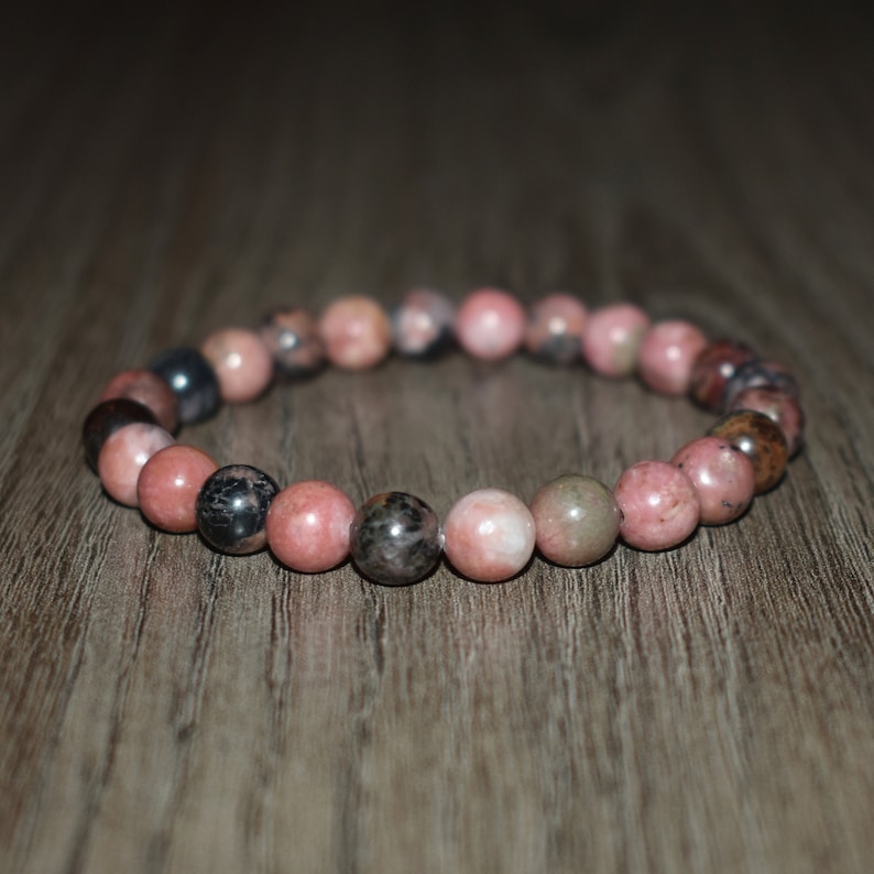 Rhodonite Bead Bracelet 8mm