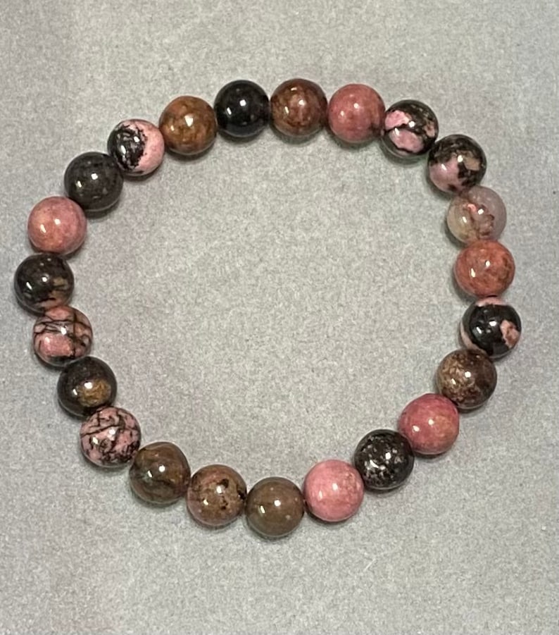 Rhodonite Bead Bracelet 8mm