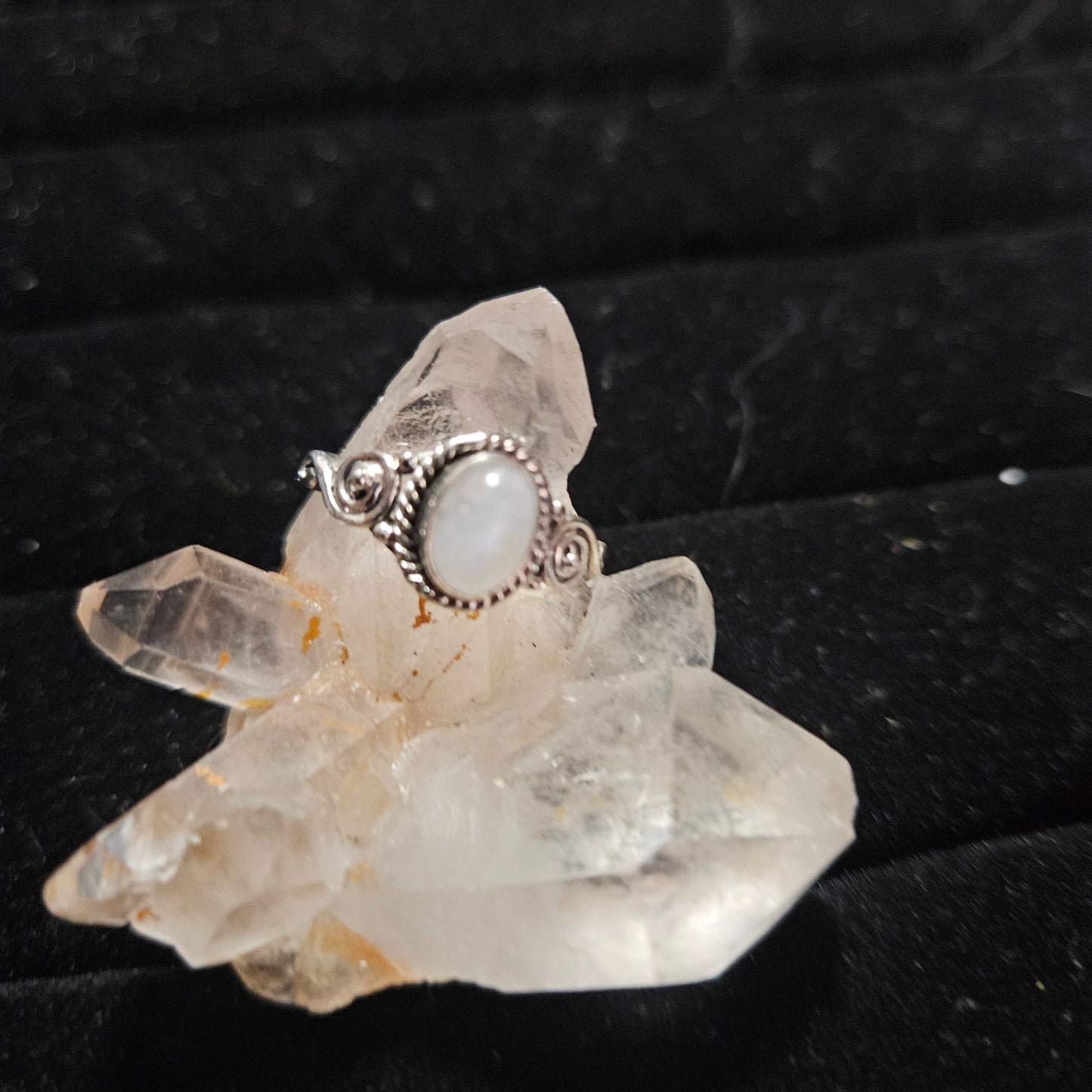 Ring Genuine Oval White Labradorite - Sterling Silver 925 - Size 8
