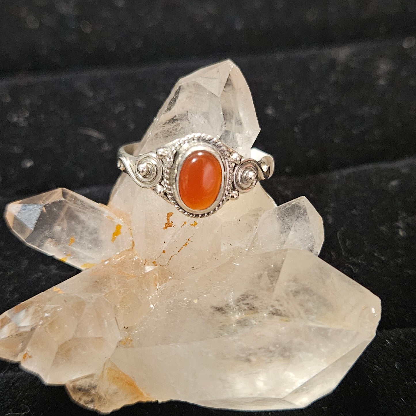Ring Genuine Oval Carnelian - Sterling Silver 925 - Size 6