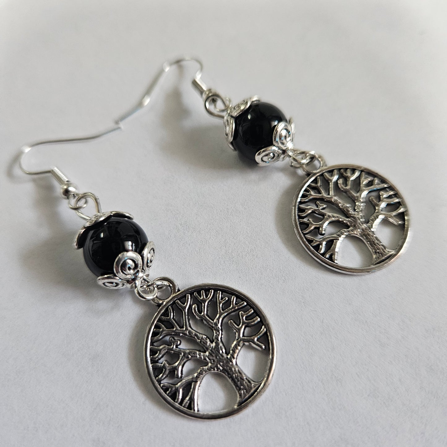 Gemstone / Crystal Tree of Life Earrings - Handmade