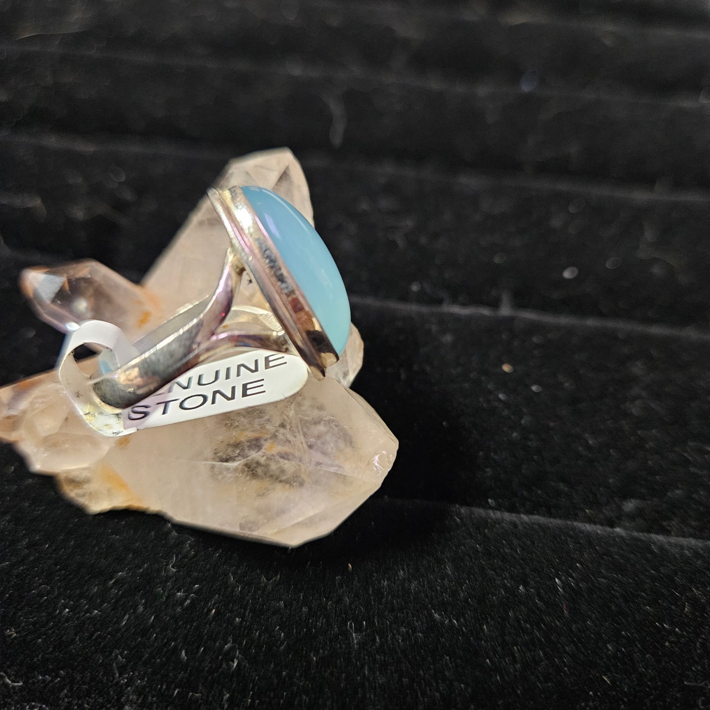 Sterling Blue Lace Boho Agate Ring - Size 7