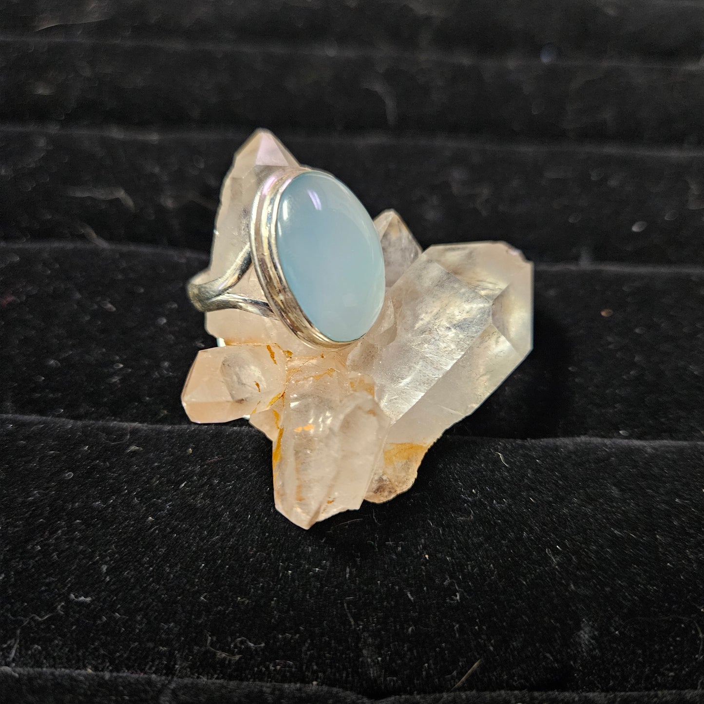 Sterling Blue Lace Boho Agate Ring - Size 7