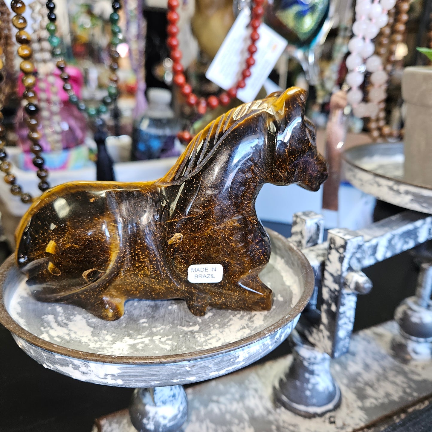 Tiger Eye Carved Horse