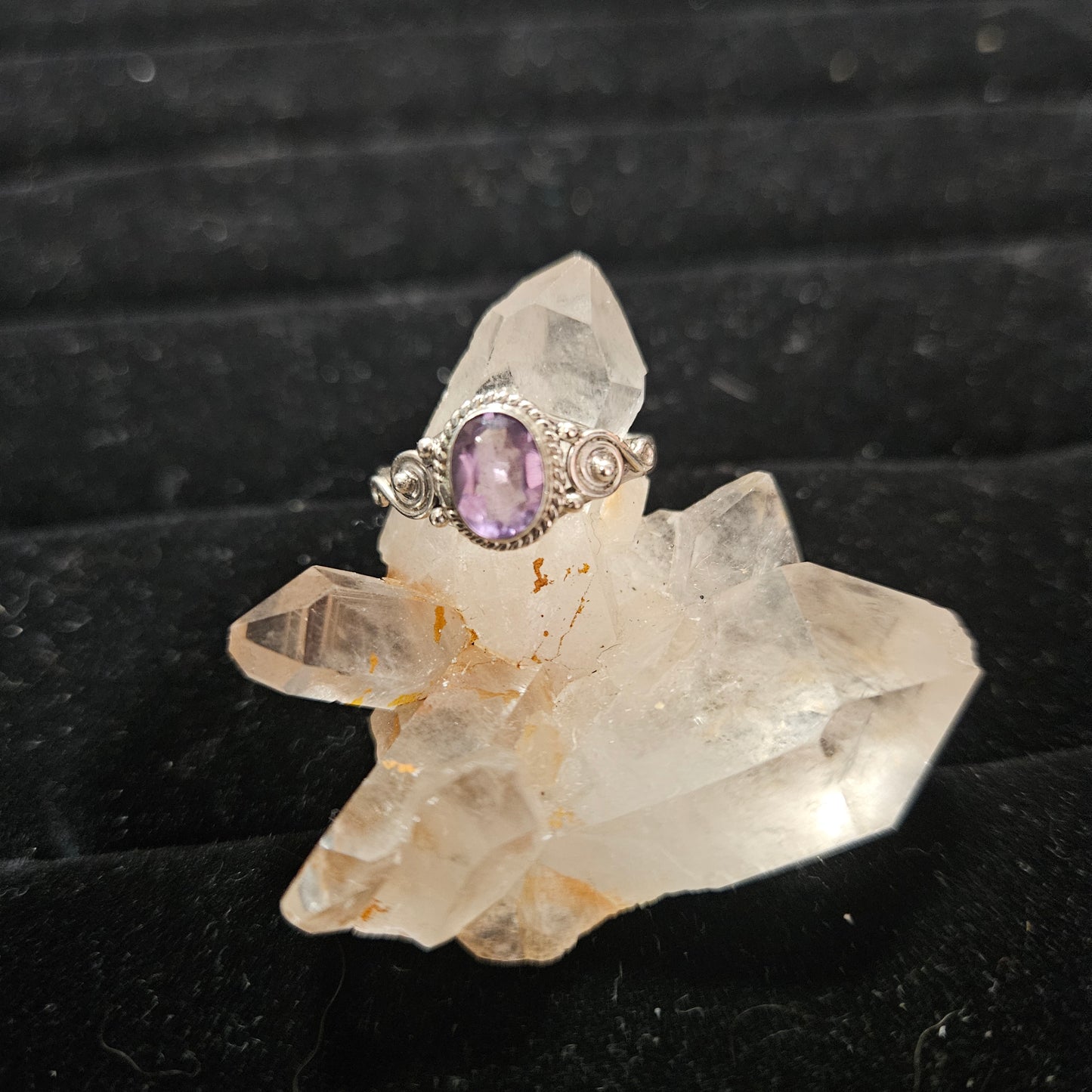 Ring Genuine Oval Amethyst - Sterling Silver 925 - Size 6