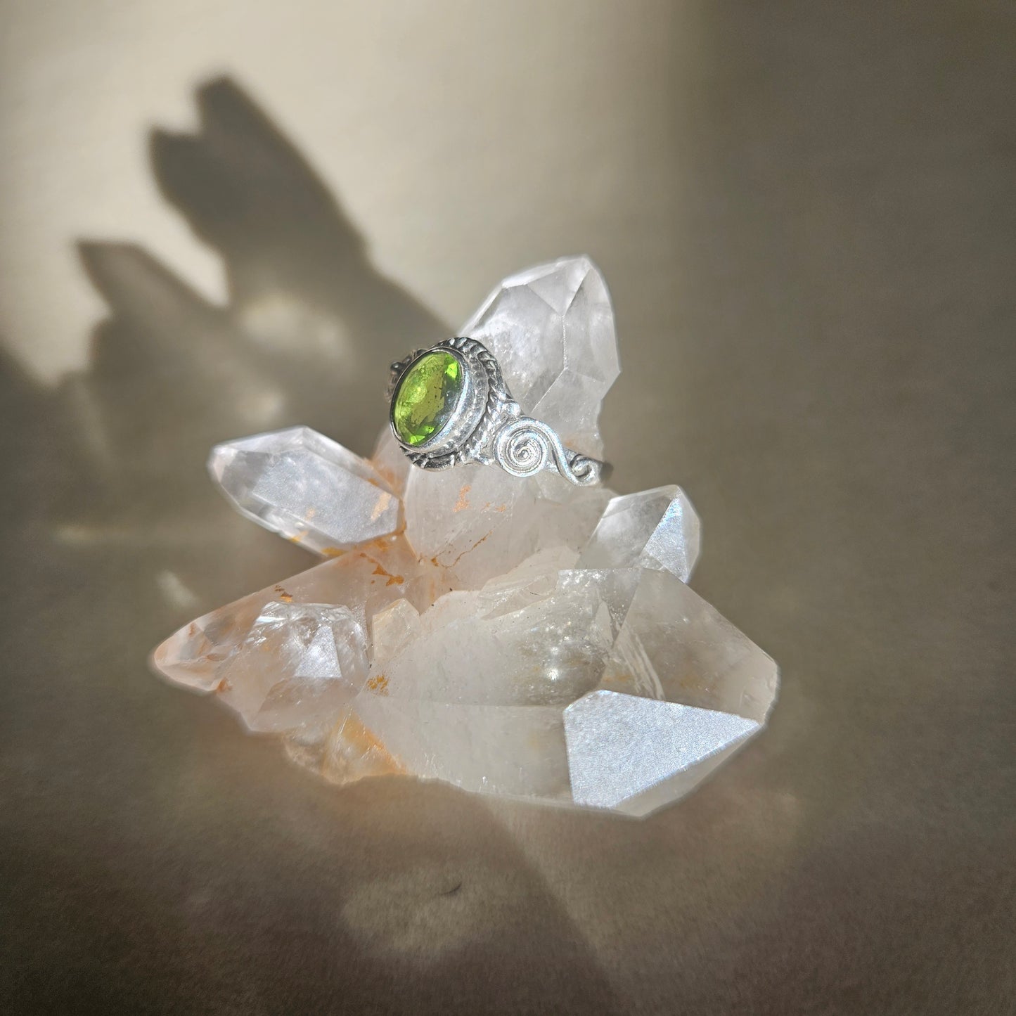 Sterling Silver Genuine Oval Peridot Size 6