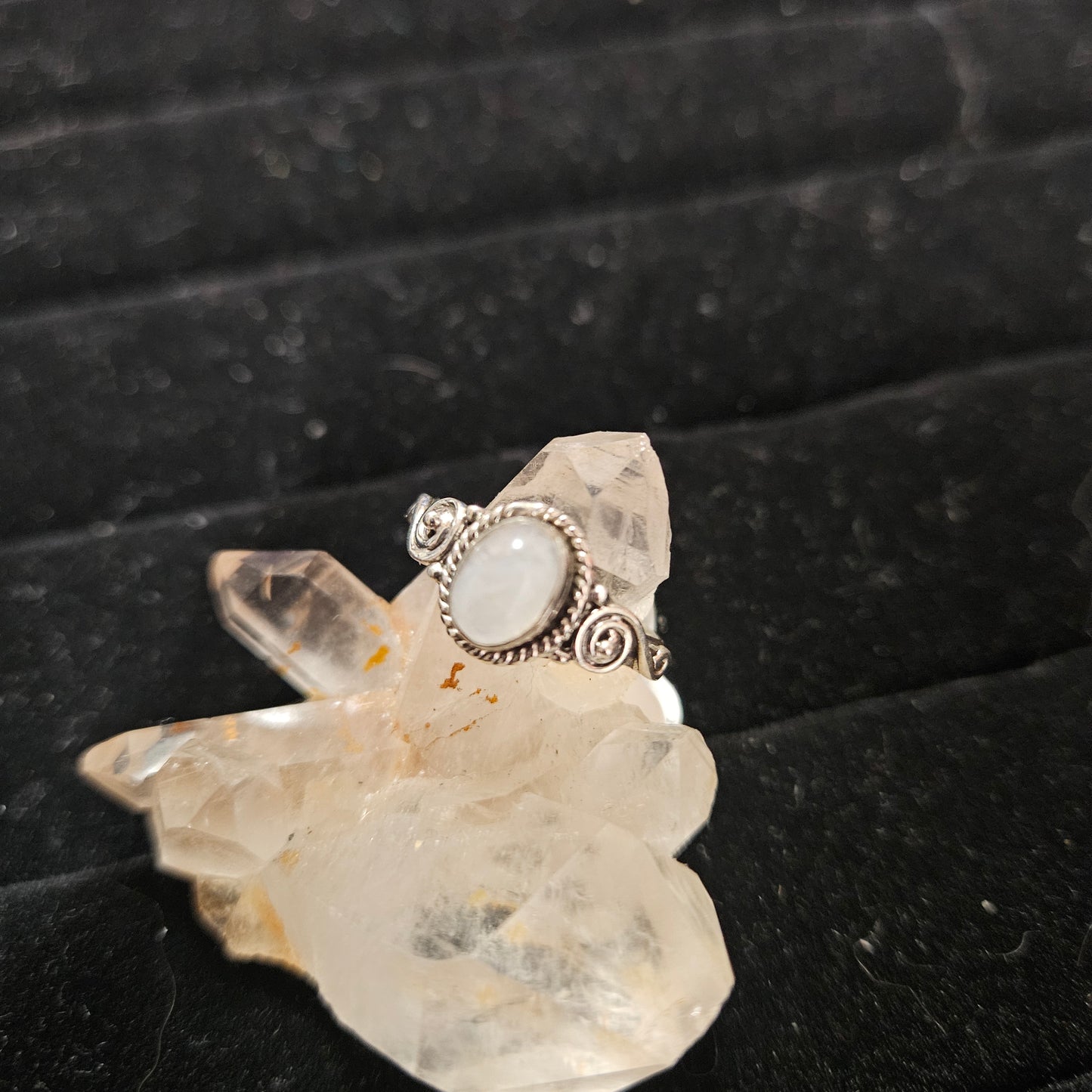 Ring Genuine Oval White Labradorite - Sterling Silver 925 - Size 8