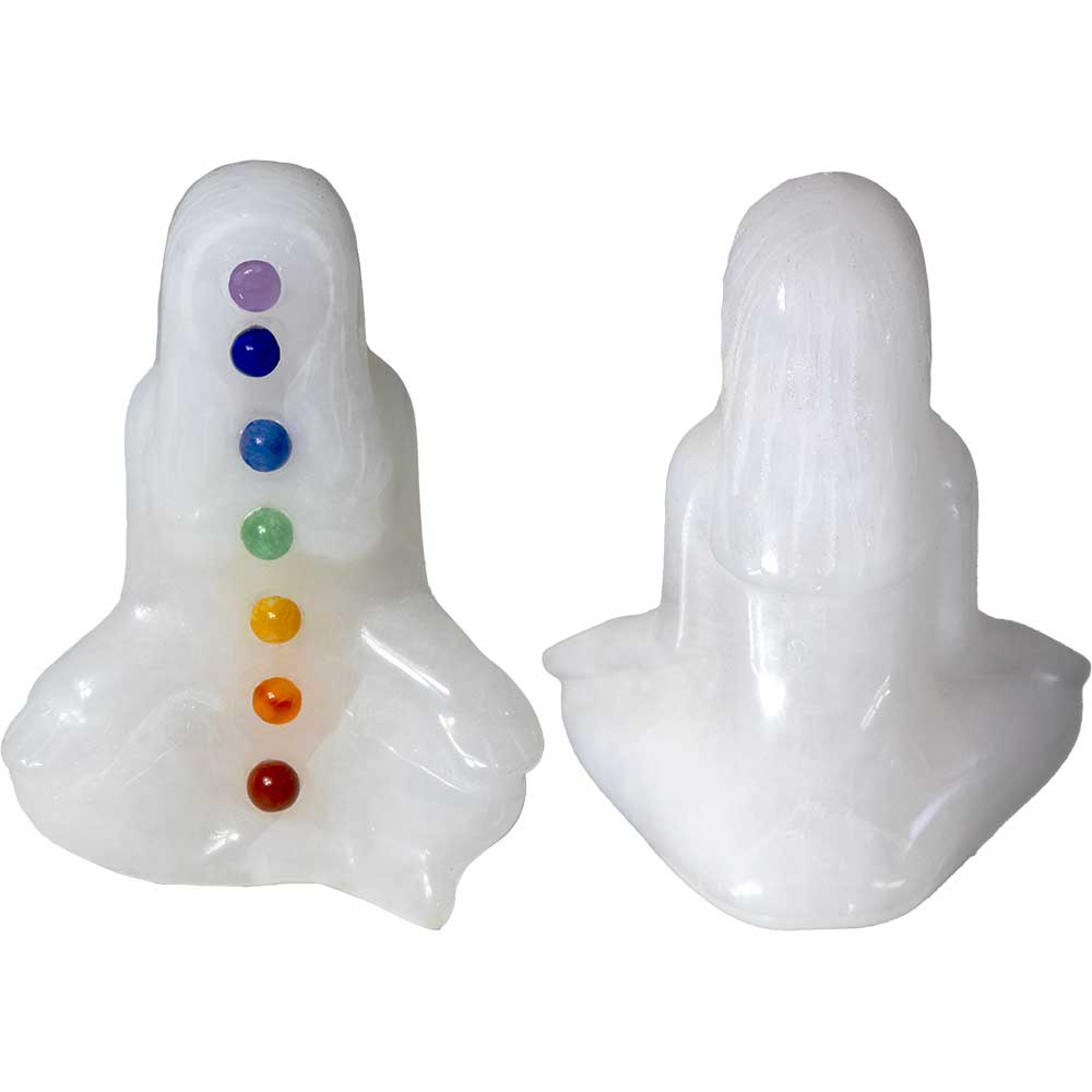 White Jade Figurine - Chakra Yoga Lady
