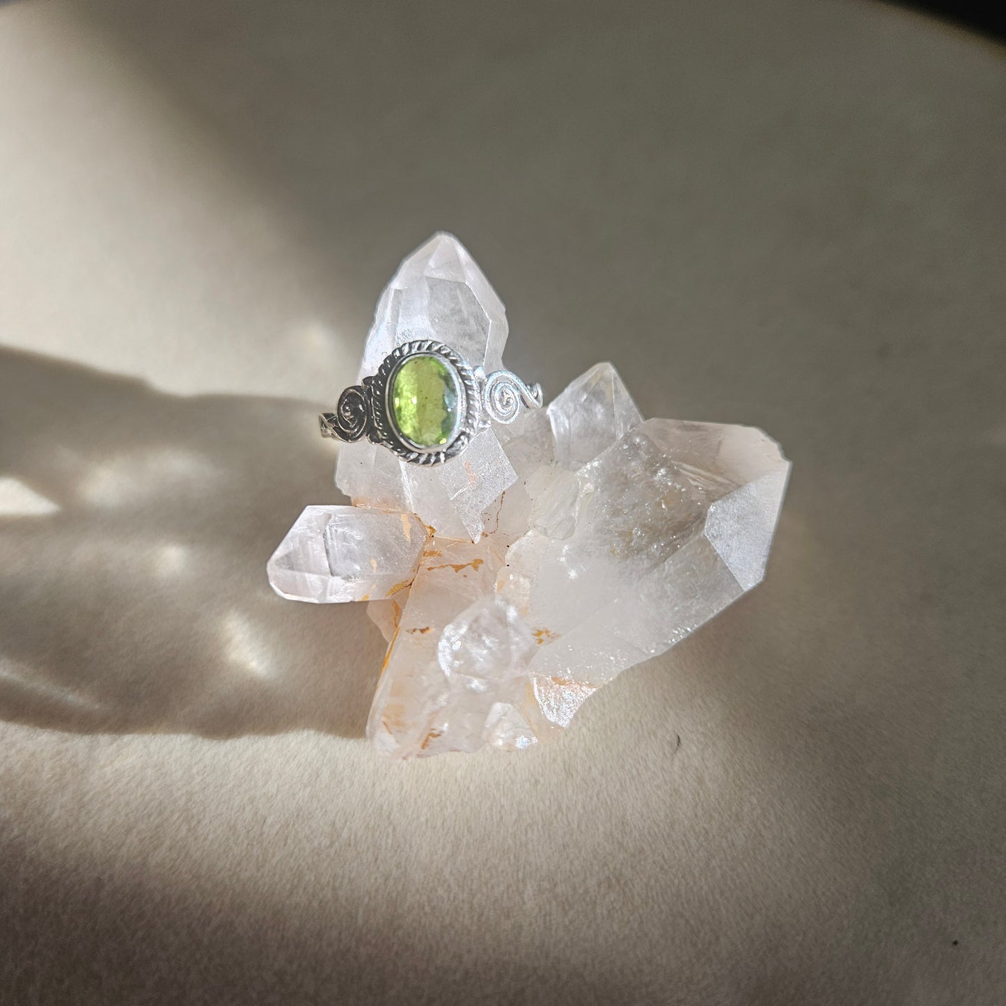 Sterling Silver Genuine Oval Peridot Size 6