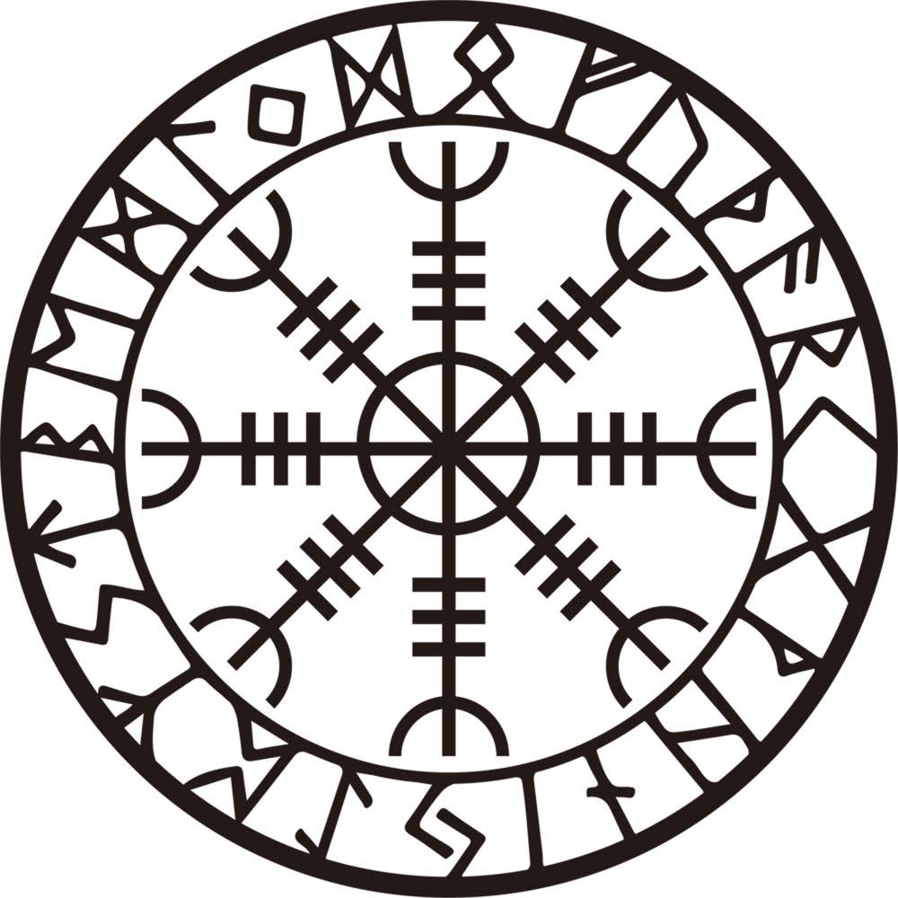 Wall Decal - Helm of Awe w/ Runes 22"