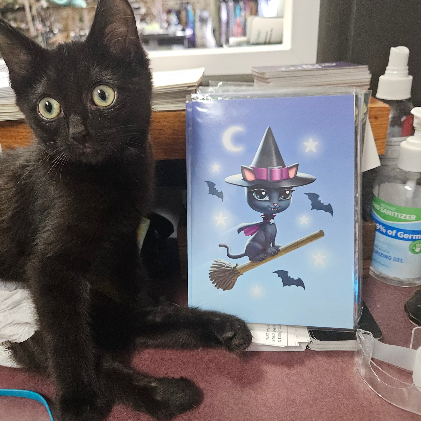 Witch Kitty Greeting Card by James Ryman (Blank Inside)
