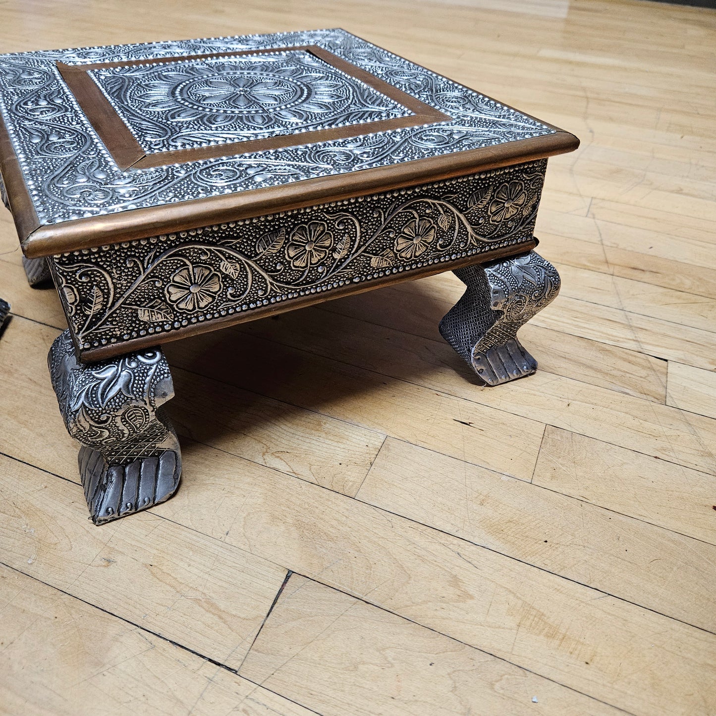 Beautiful Handmade Wooden Copper and Aluminum Mandala Altar Tables / Stands